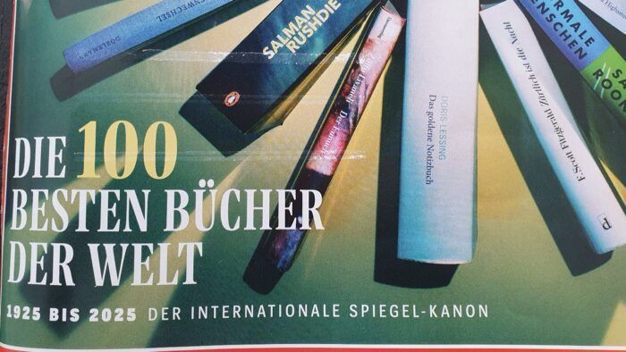 Photo of the DER SPIEGEL cover from last week "100 best books in the world from 1925 - 2025(