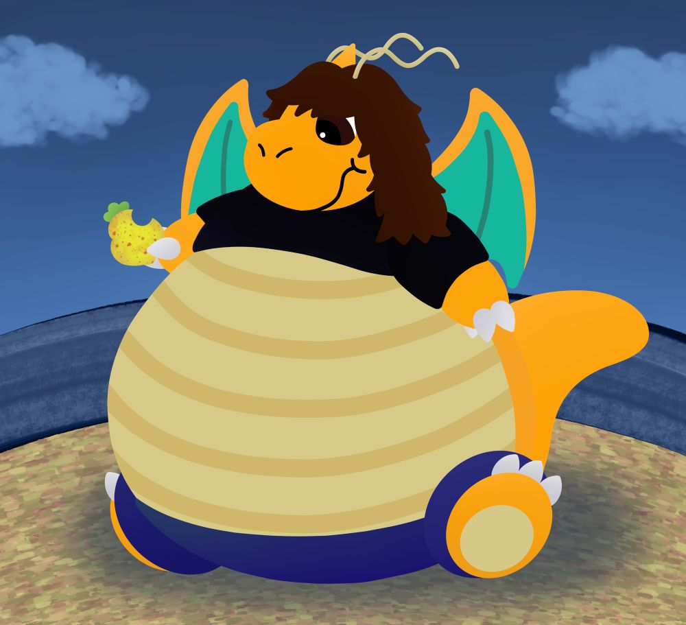 My Dragonite self after eating a cursed Sitrus Berry over in Alfornada.  Despite swelling with Sitrus juice, you know dang well I’m going to finish the berry