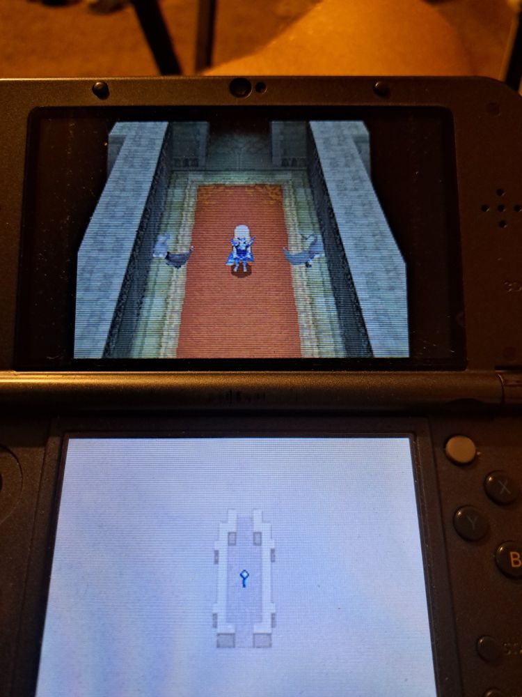 Final Fantasy IV DS, in Baron Castle, after the battle with Cagnazzo, where mage twins Palom and Porom turned themselves to stone to save Cecil