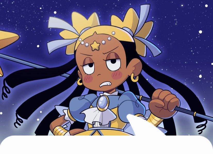 Aika from Pretty Pretty Please I Don't Want to be a Magical Girl looking vexed, with a speech bubble pointing down toward the quoted post.