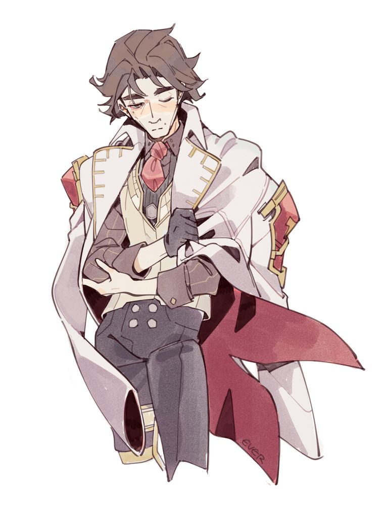 late-ish s1 viktor with jayce's councilor coat draped over his shoulders; he clutches one lapel with a pensive expression