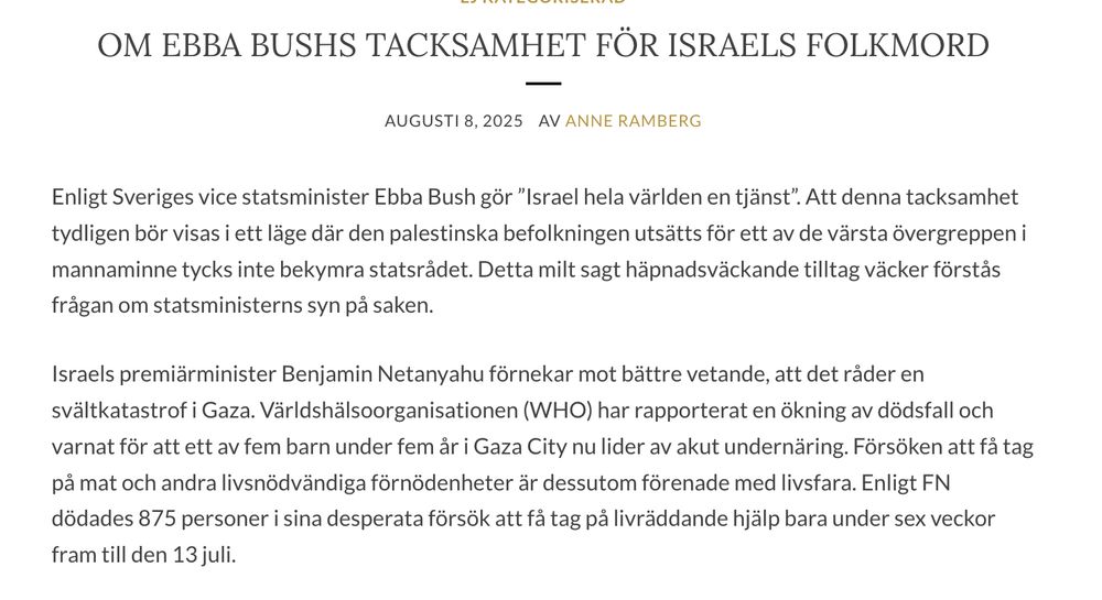 Skärmdump från Rambergs blogg