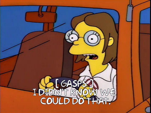 Ms. Hoover from the Simpson's saying "I didn't know we could do that."