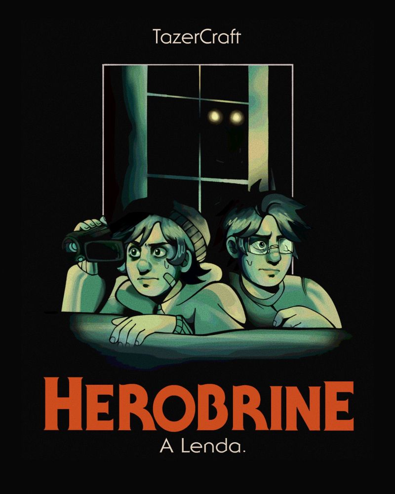 Ilustração da série Herobrine a lenda do canal Tazercraft inspirado por poster do filme Halloween