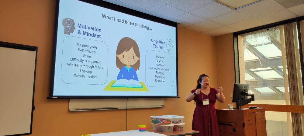 Veronica presents. Slide shows concepts relating to motivation and cognitive strategies.