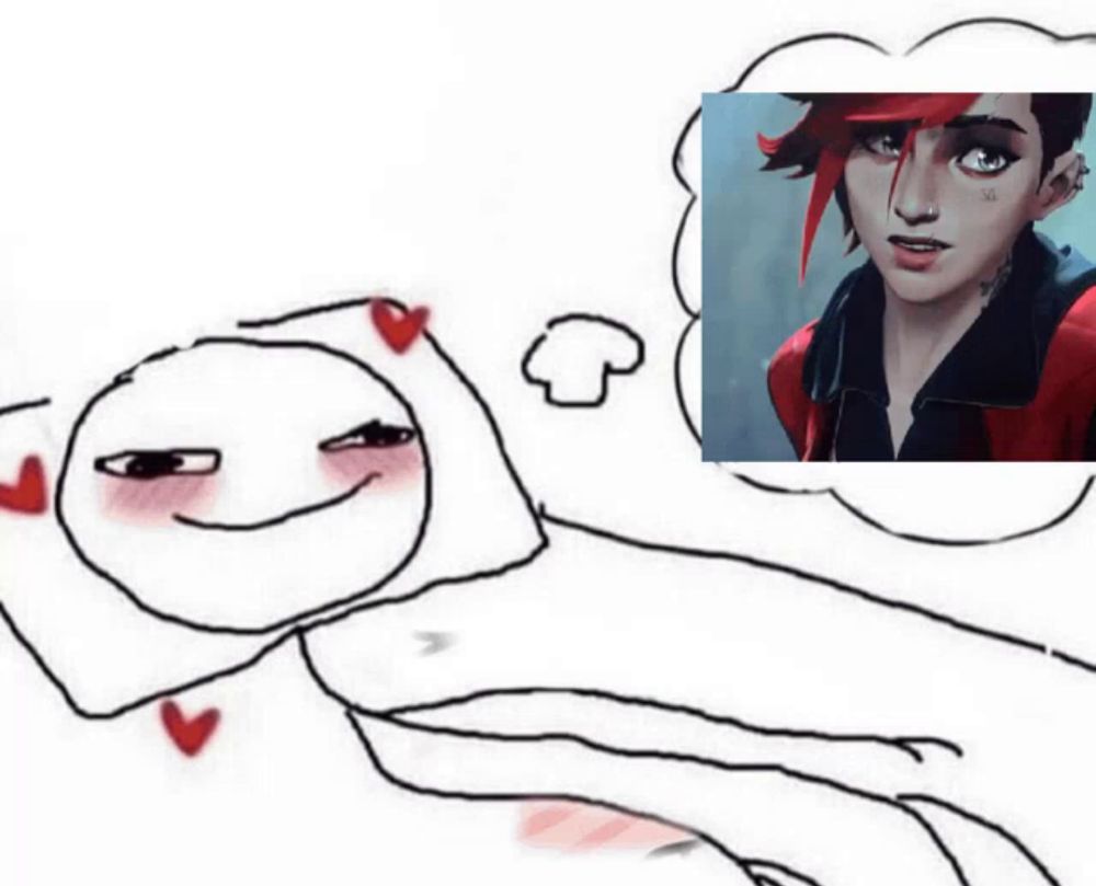 a drawing of a person laying down with a picture of a girl with red hair