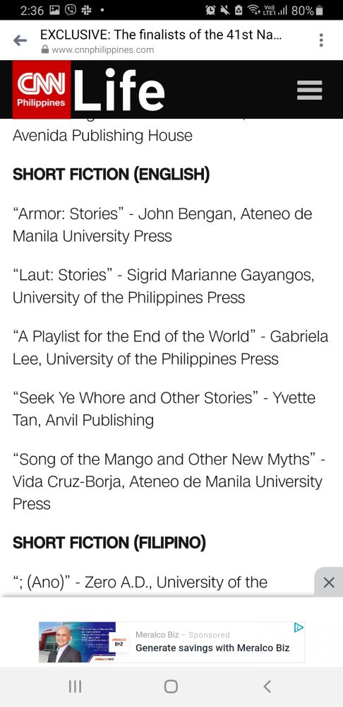 Laut Short Stories in Filipino by Sigrid Gayangos