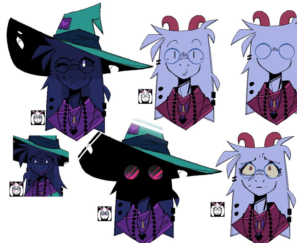 Some recreated face sprites of base game Ralsei with the same design (though a little outdated by the artist's standards)