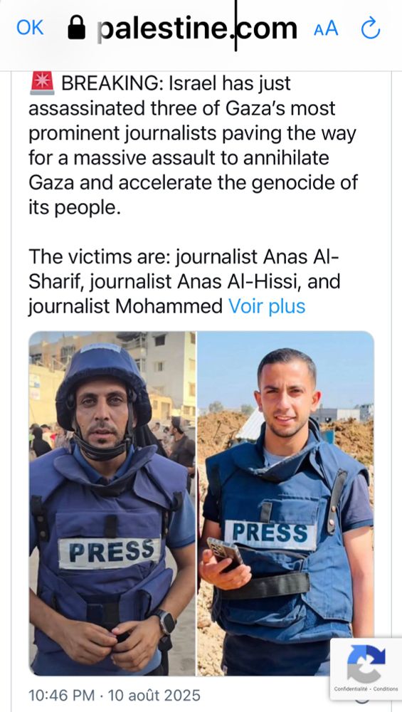 Encore 2 journalistes assassines à gaza