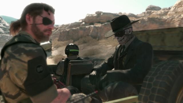 Skullface monologuing at snake in the back of a jeep