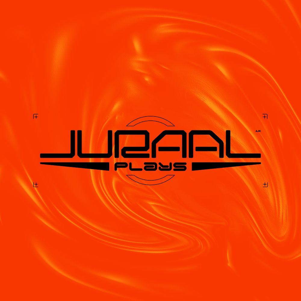 "JURAAL PLAYS" in black over an orange bg