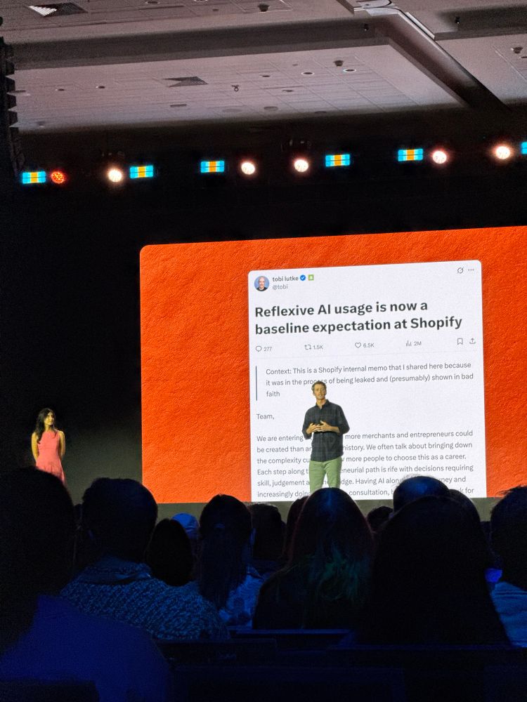 One headline of a company leader discussing AI in the workplace