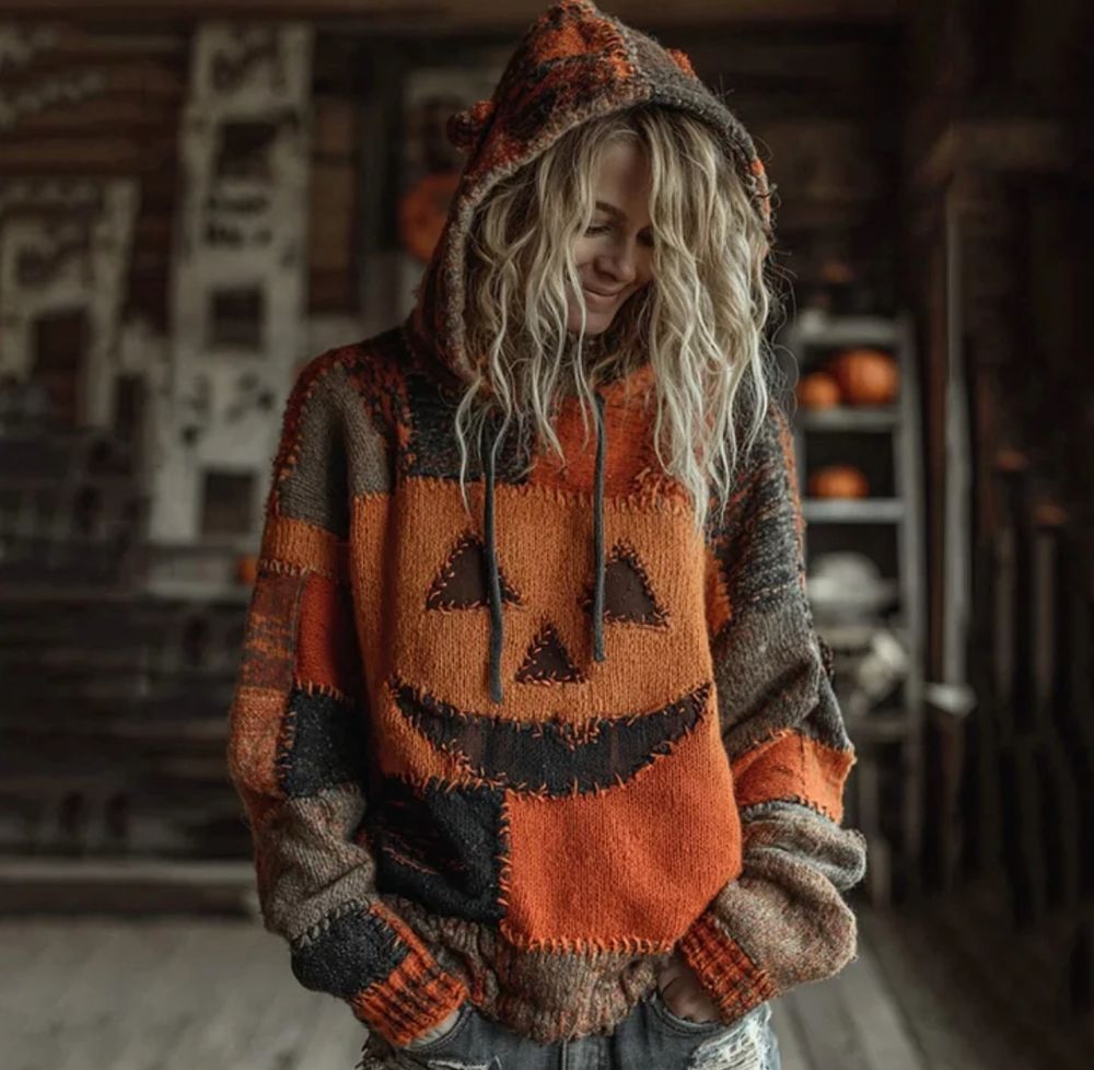 Ein Bild von einem Kürbis-Hoodie. 