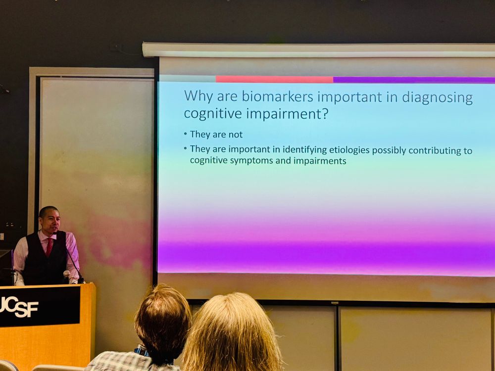 Slide showing “Why are biomarkers important in diagnosing cognitive impairment?  They are not. They are important to identifying etiologies possibly contributing to cognitive impairment.”