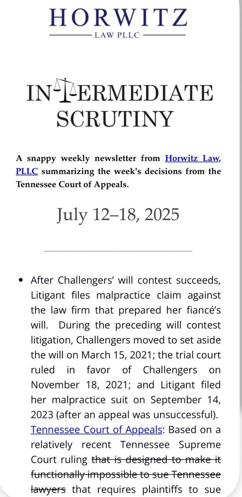 Horwitz Law, PLLC’s Intermediate Scrutiny newsletter. 