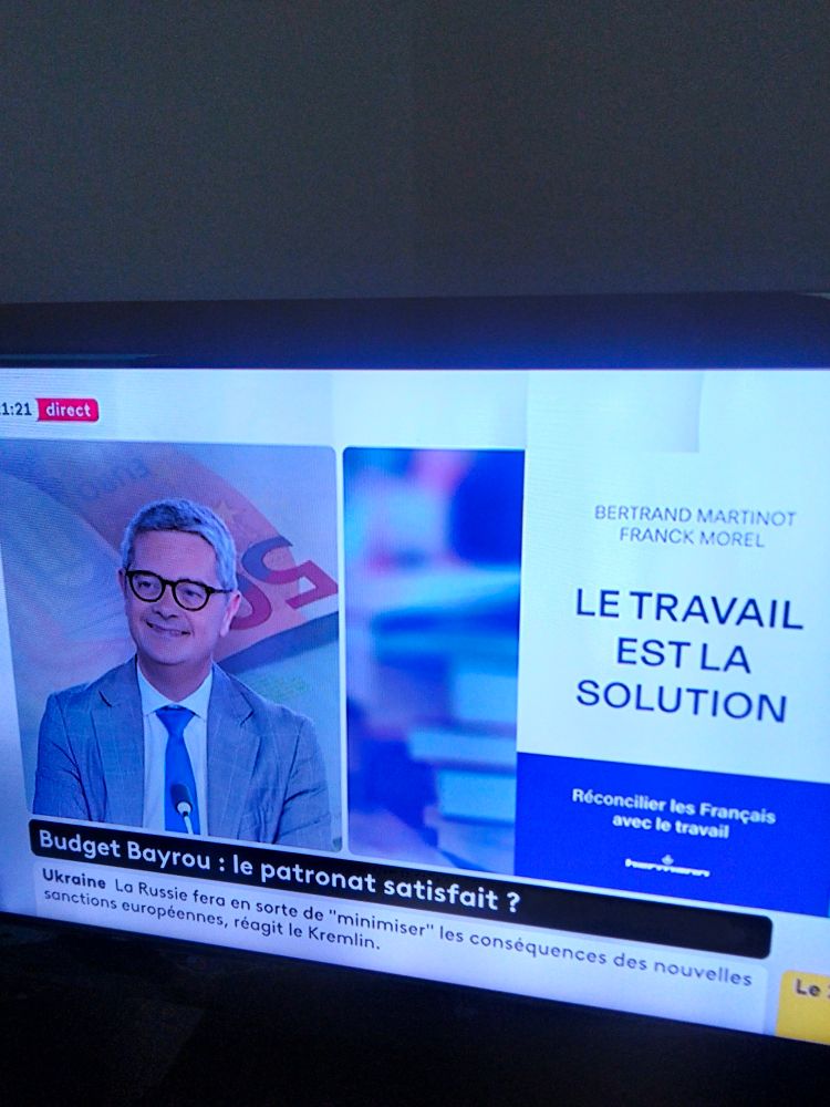 Sur France Info tv. Un cadre du parti d'Édouard Philippe explique avec le sourire qu'on ne travaille pas assez... 