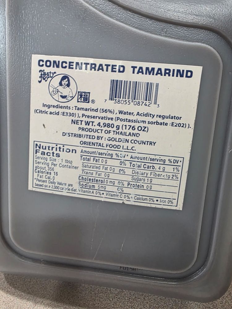 Label for tamarind concentrate