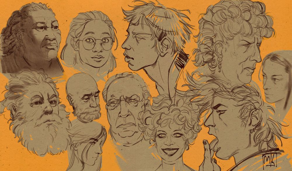 A bunch of portraits drawn from random pictures