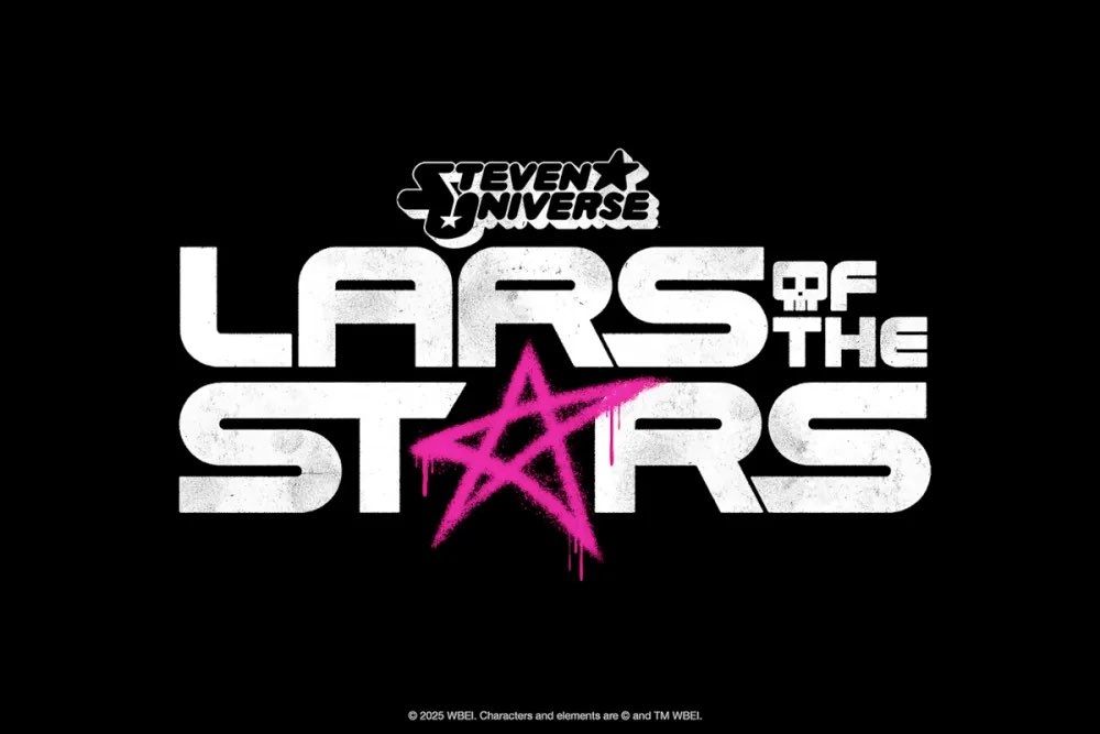 White text that states "Steven Universe: Lars of The Stars" on a black background. 