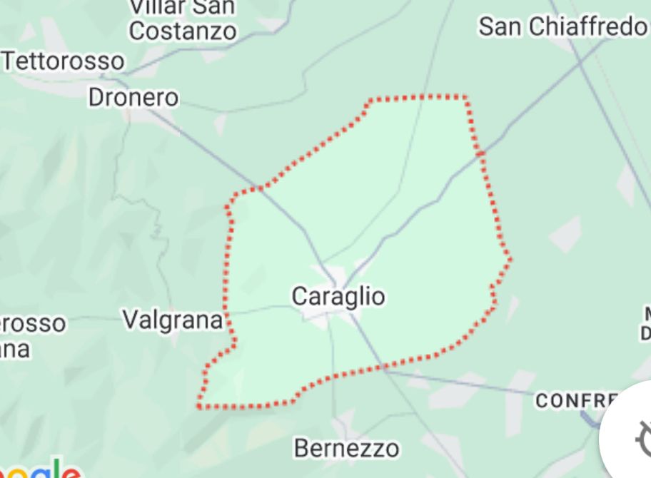 Mapa mostrando a cidade de Caraglio na Itália 