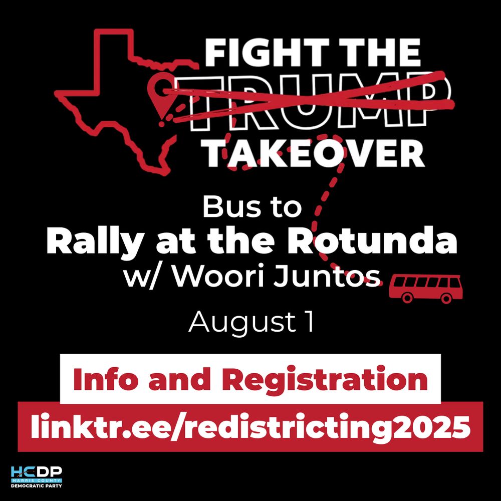 Fight the Trump takeover
Bus to Rally at the Rotunda w/ Woori Juntos
August 1
Info and Registration
linktr.ee/redistricting2025