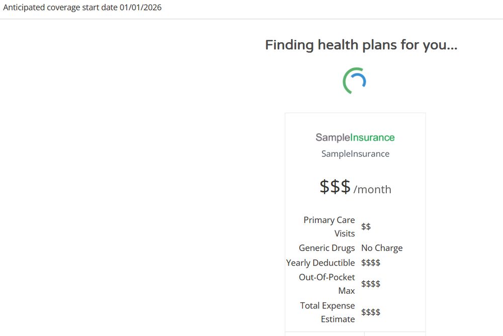a loading screen for MNsure "finding health plans for you" but it's just a loading screen 