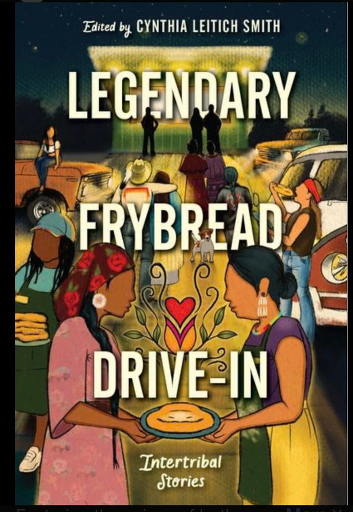 Book cover with several Indigenous people holding frybread 
