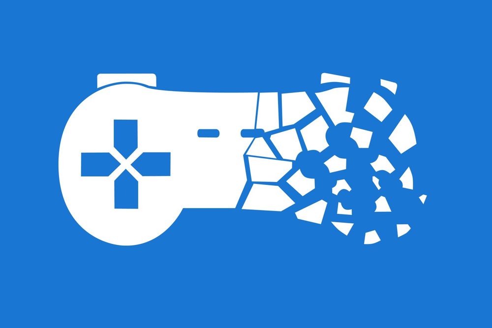 Logo for the Stop Killing Games campaign, showing a SNES-style controller breaking down in pieces and disappearing #games