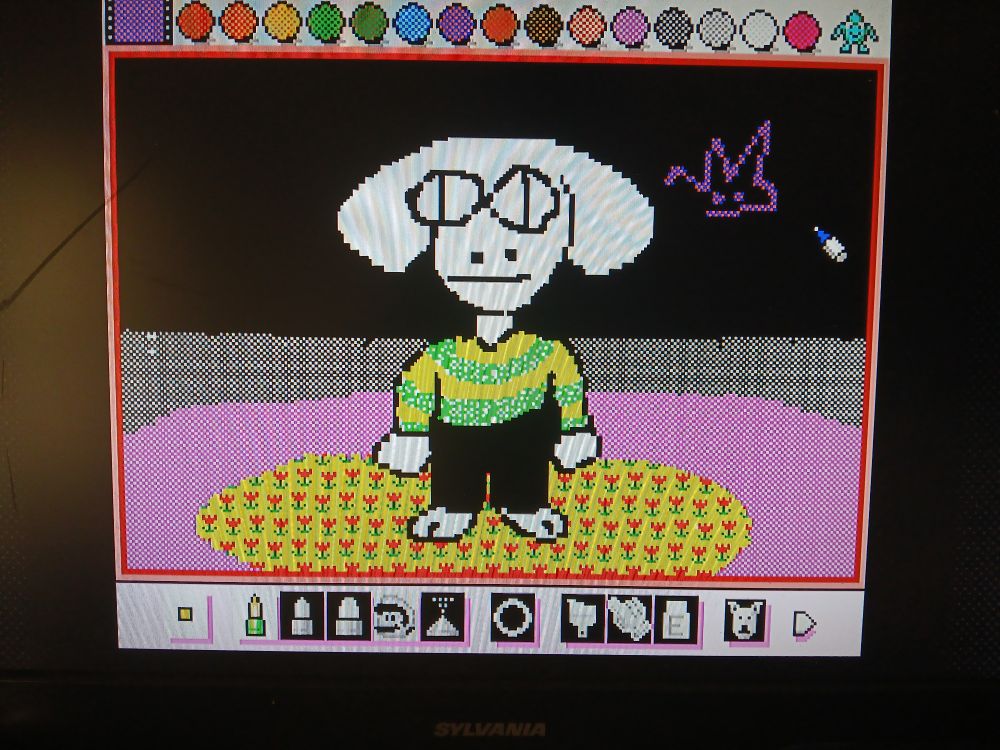 Art of Togore the goat monster in a small bes of flowers