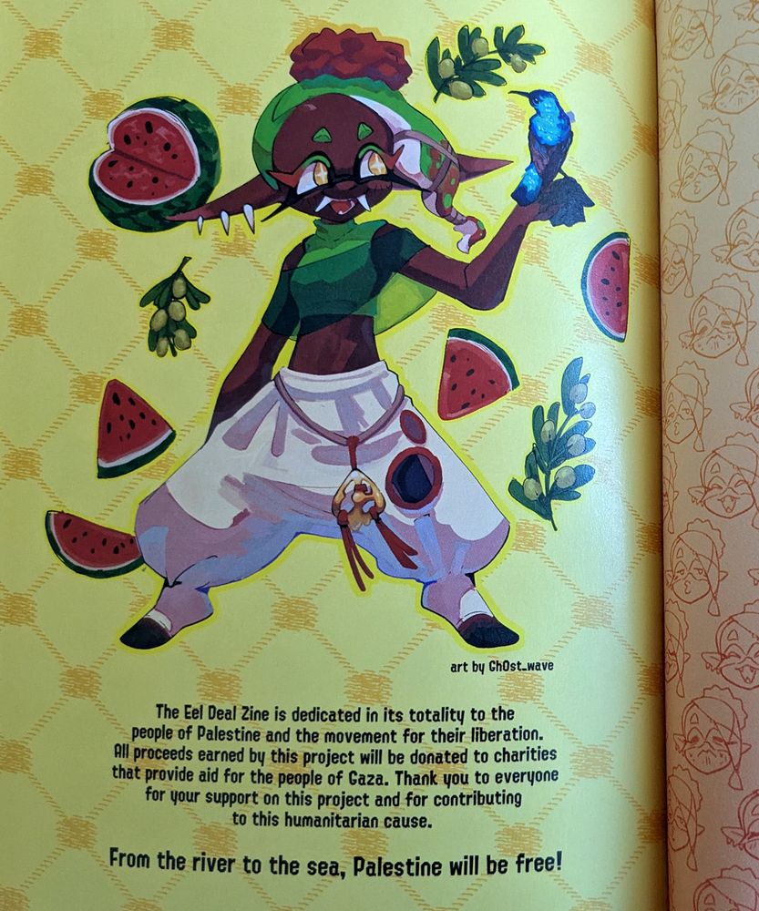 zine dedication page to the people of Palestine and the movement for their liberation. art by GhOst_wave.