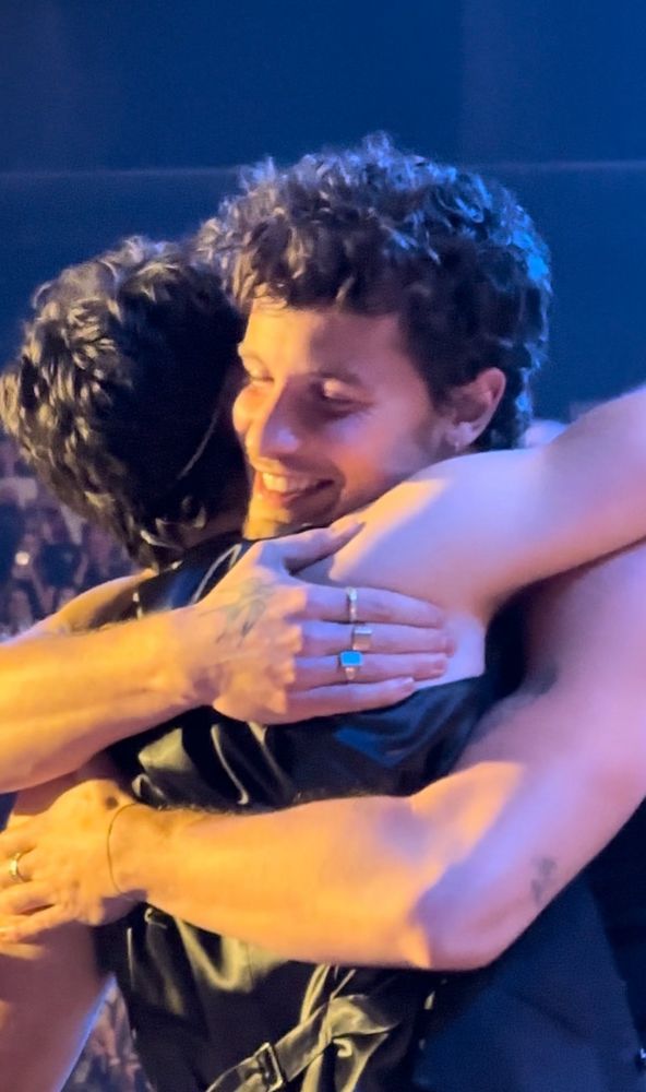 Shawn and Niall hugging 