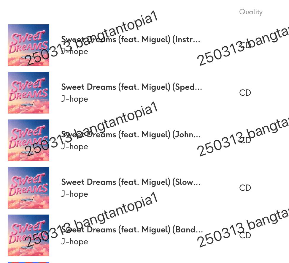 Purchase receipt of j-hope's Sweet Dreams remixes from Qobuz