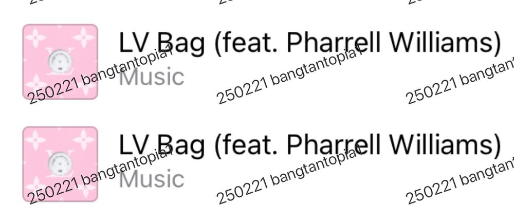 iTunes purchase history showing song LV Bag (feat. Pharrell Williams) by Don Toliver and jhope