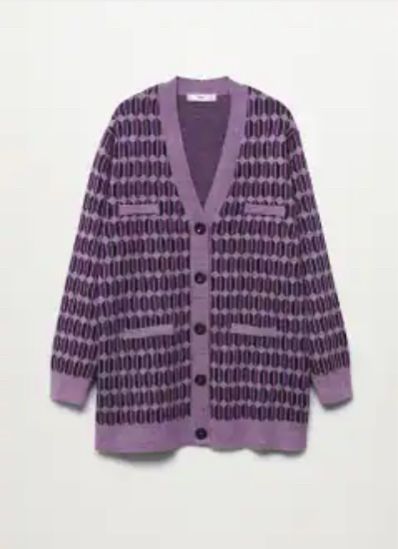 Purple sweater with pattern similar to BTS logo