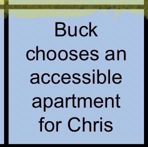 Bingo square that says Buck chooses an accessible apartment for Chris
