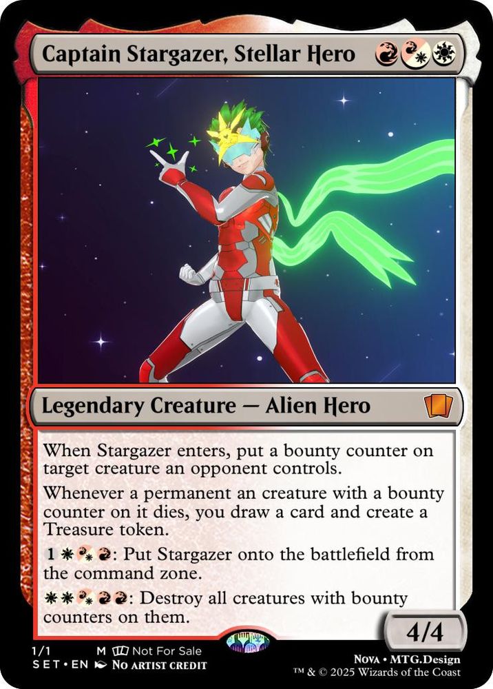 A fake Captain Stargazer card for Magic the Gathering, using the StargazerKG 2.0 model, by Nova