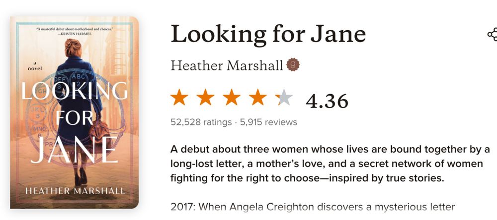 Goodreads intro with book cover for Looking for Jane