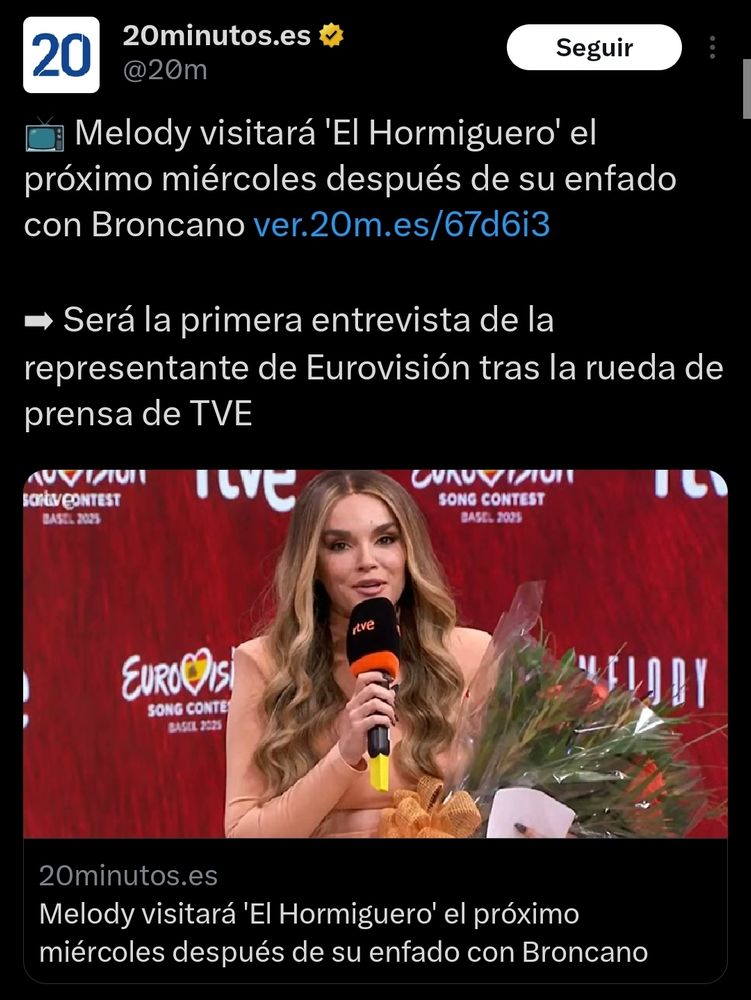 Melody va a ir al hormiguero