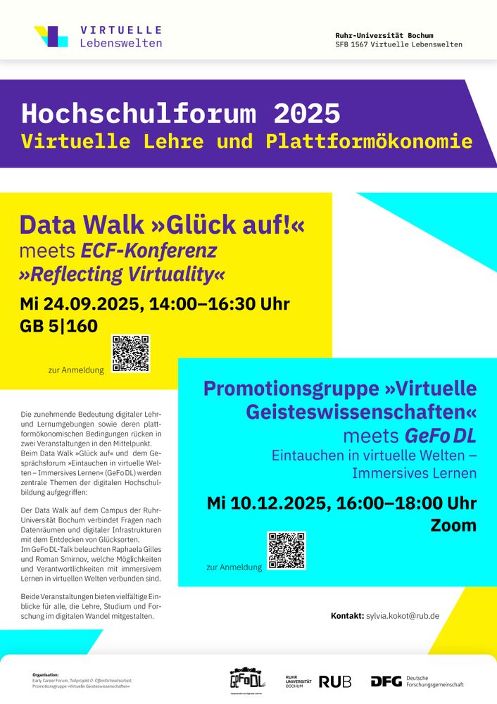 Plakat mit Infos und QR-Codes zu den Veranstaltungen, die das Hochschulforum bilden.