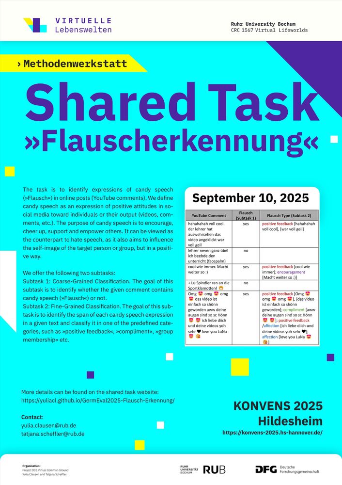 The poster for the event has a table with three columns: "YouTube Comment," "Candy Speech by Category 1," and "Candy Speech by Category 2."