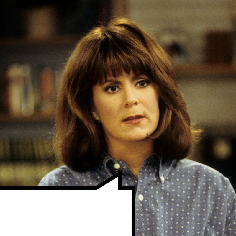 Patricia Richardson from her role on Home Improvement with a speech bubble as if to indicate she was saying the quoted post