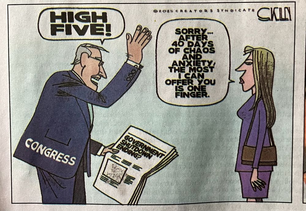 Congress receives "the bird" from a woman.