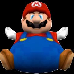 3d rendered inflated Mario from Super Mario Bros