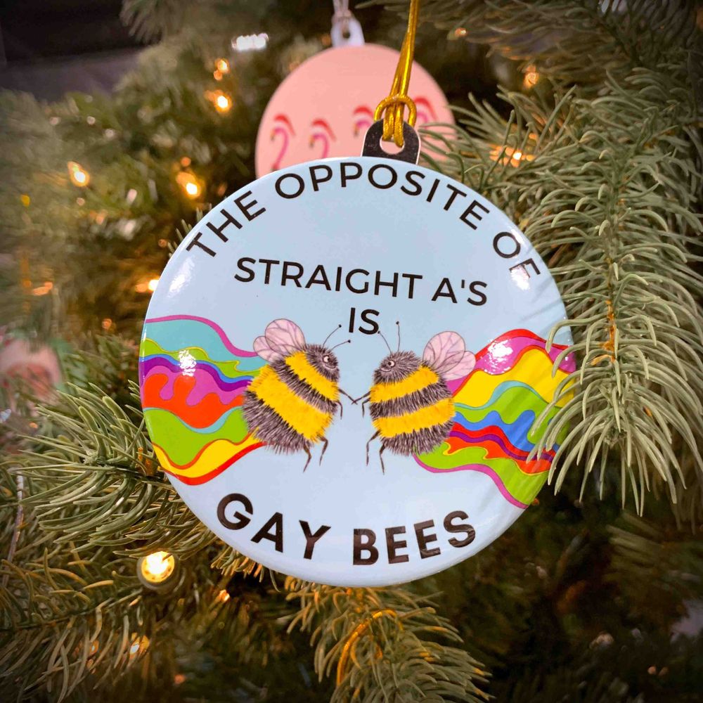 Gay Bees Christmas Ornament crafted by PureButtons.com