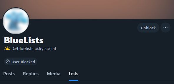 Image of the user @/bluelists.bsky.social
