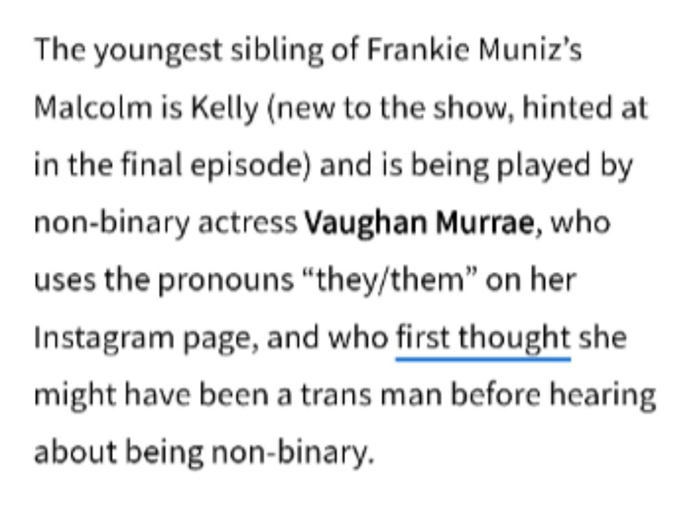 The author using the wrong pronouns for Vaughan Murrae twice in one sentence in the linked article. 
