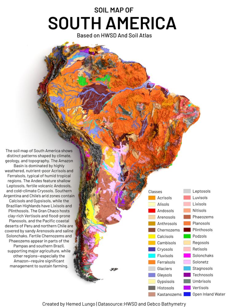 Soil Types of South America Continent 
