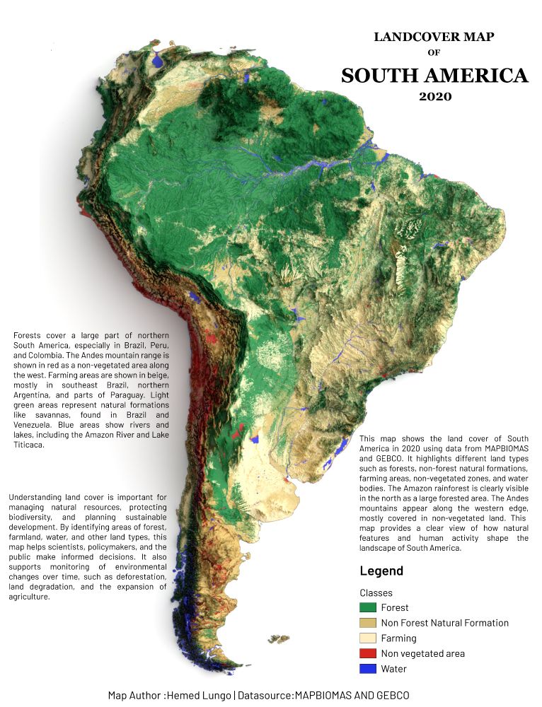 Map showing Landcover of South America
