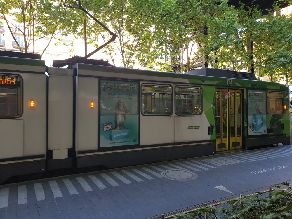 Melbourne tram stopped on Swanston Street 
