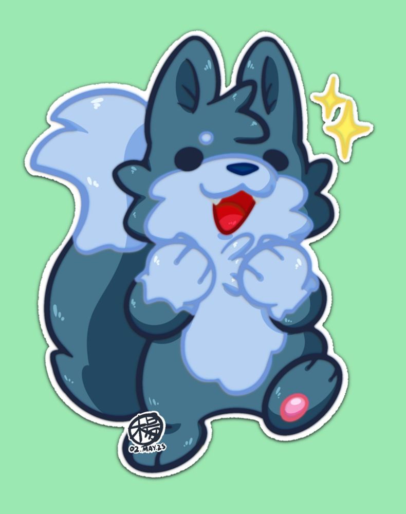 Excited canid with sparkles